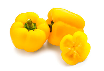 Yellow bell pepper on white background
