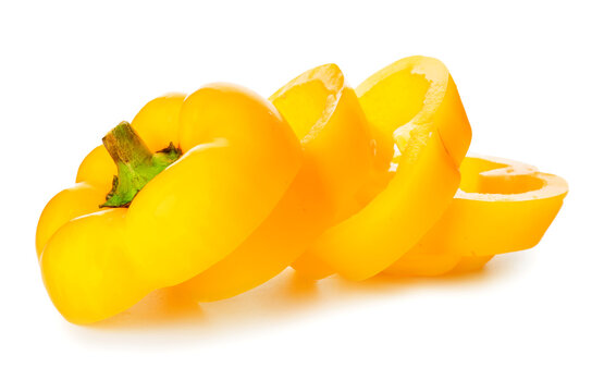 Cut Yellow Bell Pepper On White Background