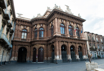 Fototapeta na wymiar Catania city center, Sicily, Italy. Ancient beautiful architecture