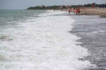 Beach in Sicily Italy. Mediterranean sea coast. Travel, summer vacation, tourism, recreation