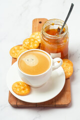 jam with crackers and coffee.