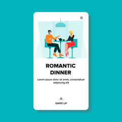 Romantic Dinner Lunch In Restaurant Or Cafe Vector