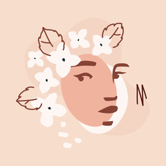 Female Face And Hortensia