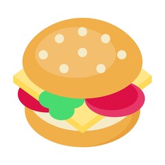 birthday or new born baby related spicy chilly burger vectors in flat style,