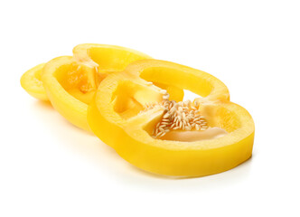 Cut bell pepper on white background
