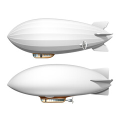 Fototapeta na wymiar Blimp Blank Helium Airship Transport Set Vector