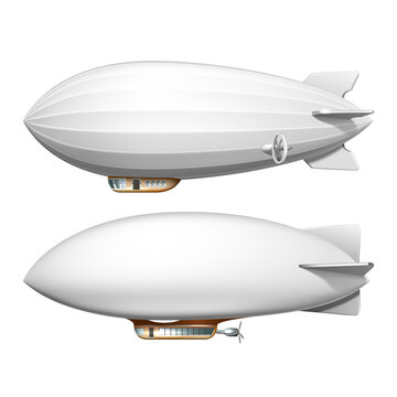 Blimp Blank Helium Airship Transport Set Vector
