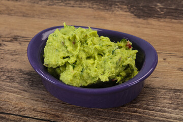 Avocado guacamole sauce with chili pepper