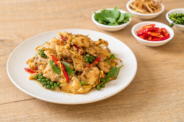 stir fried holy basil with fish and herb