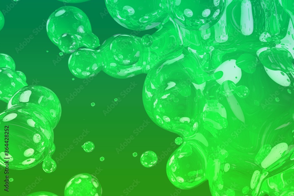 Poster creative soft focus green soap glossy slime of liquid abstract gradient texture or background 3d ill