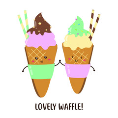 cute happy waffle cream vector design