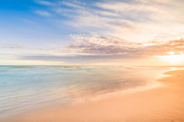 Fototapeta na wymiar beautiful calmness sunset on the tropical beach in relaxing time