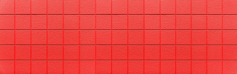 Fototapeta premium Panorama of Cement block wall Painted red texture and seamless background