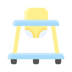 baby shower related cute small baby walker or indoor vector in flat style,