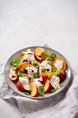 Fresh Summer Salad with Peaches and Buratta Cheese