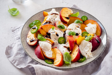 Fresh Summer Salad with Peaches and Buratta Cheese