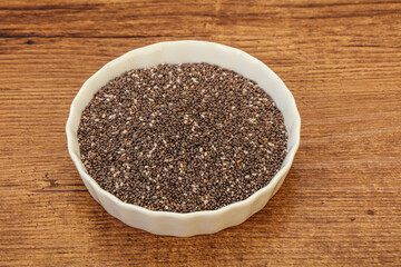 Seasoning chia seeds in the bowl