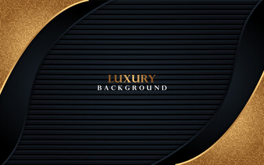 Luxurious black background with glitter gold