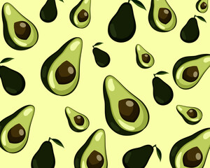 Fresh avocado seamless pattern texture for background. vector illustration.