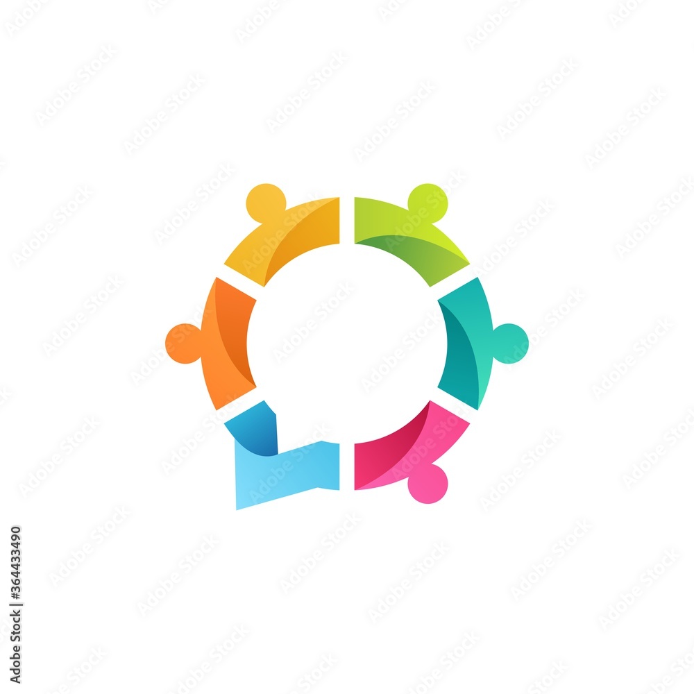 Wall mural people family together human unity chat bubble logo vector icon illustration