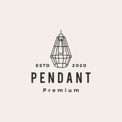 industrial pendant hanging light interior hipster vintage logo vector icon illustration