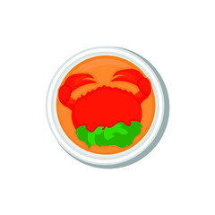 Chili crab. Traditional national dish. Vector flat illustration.