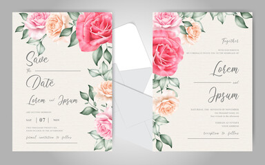 Elegant Wedding Invitation Card Template with Beautiful Floral Ornament