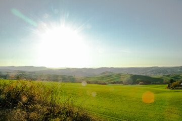 Sunset in the fields of Tuscany