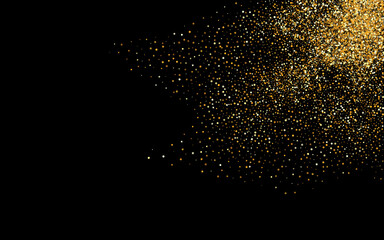 Obraz premium Golden Sparkle Luxury Black Background. Falling 