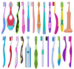 Toothbrush cartoon vector set illustration of icon.Cartoon vector collection icon brush of tooth. Isolated illustration of set toothbrush on white background.