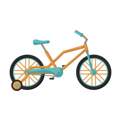 Child bicycle isolated cartoon icon. Vector illustration children bike on white background. Vector cartoon icon child bicycle.