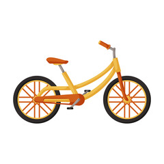 Child bicycle isolated cartoon icon. Vector illustration children bike on white background. Vector cartoon icon child bicycle.