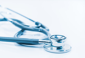 Medical stethoscope for doctor checkup on table