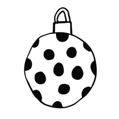 Christmas ball with black dots. Vector stock illustration. Christmas and New year decoration.