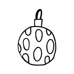 Christmas ball ornament. Doodle vector clip art.