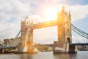 Fototapeta na wymiar Tower Bridge with lens flare