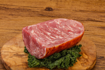 Beef ham piece over board