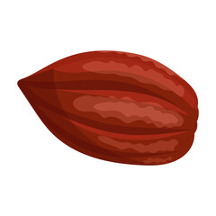 Cocoa bean isolated cartoon illustration icon. Vector illustration chocolate fruit on white background. Vector cartoon icon cocoa bean.