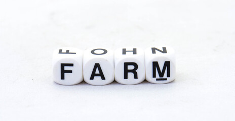 The term farm in text isolated on a clear background image with copy space in landscape format