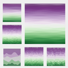 Abstract waves background collection. Curves in purple, red, green colors. Authentic vector illustration.