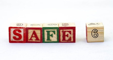 The term safe 6 in text isolated on a clear background image with copy space in landscape format