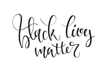 Vector isolated handwritten calligraphy of Black Lives Matter on the white background. Concept of equality and justice.