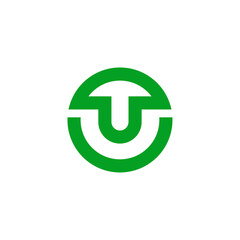 Round Line Letter Emblem Logotype U