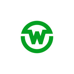 Round Line Letter Emblem Logotype W