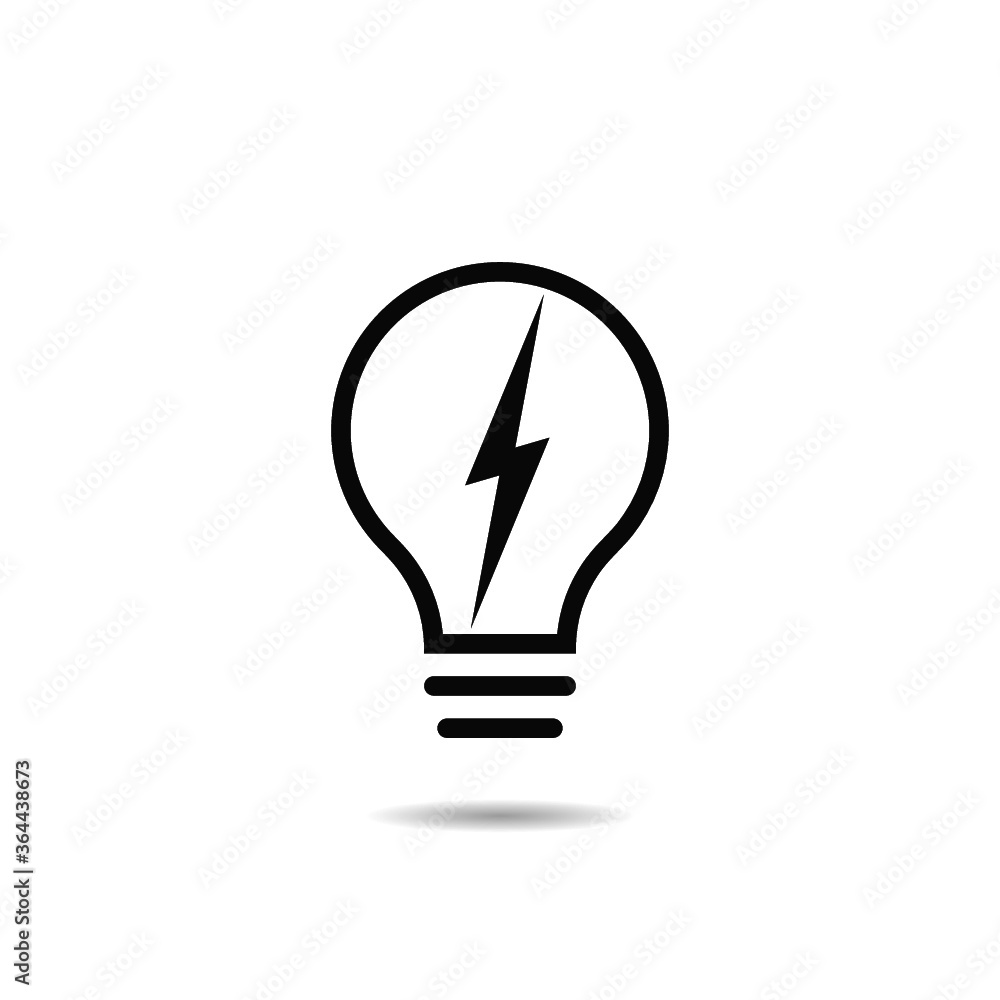 Poster light bulb with lightning symbol icon with shadow