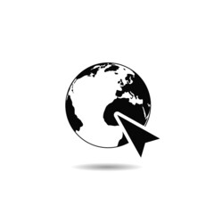 World wide web concept globe icon with shadow