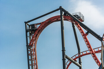 Roller coaster on the shore of Jinji Lake in Suzhou, China