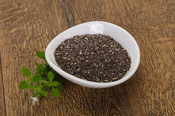 Dietary Chia seeds in the bowl