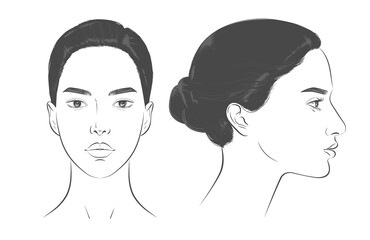 Middle Eastern arabian woman. Vector line sketch illustration.