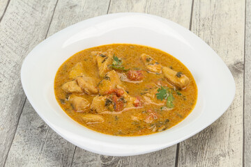 Traditional thai curry chicken soup